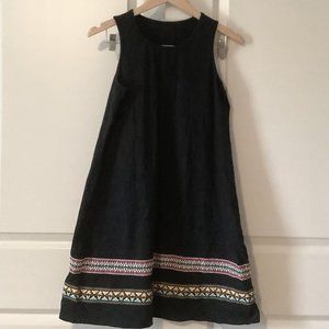 Embroidered Black Dress Women's Large Cotton Blend